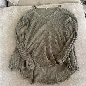 Free People Green Waffle Knit Sweater